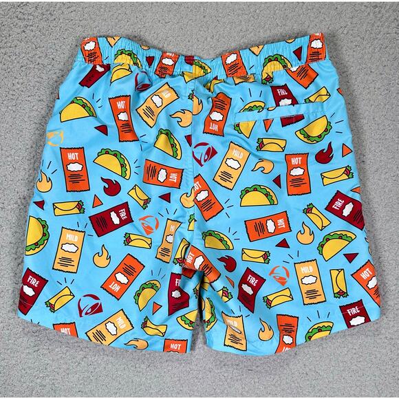 Taco Bell Swim Trunks Lined Men's Small Drawstring Hot Sauce Collection Food Fun - Picture 2 of 11